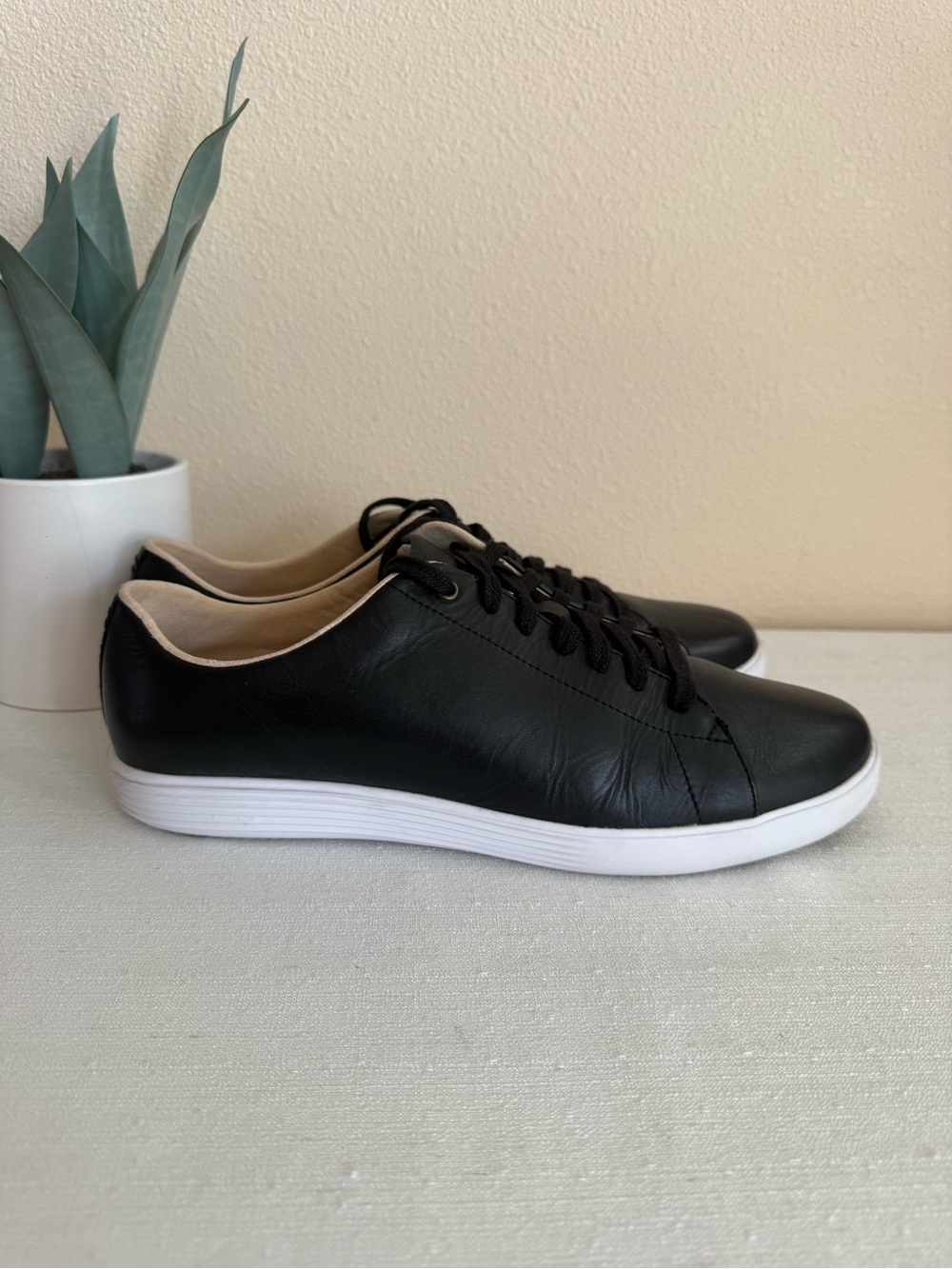 Cole Haan Women’s Black Leather Low-Top Casual Sneakers